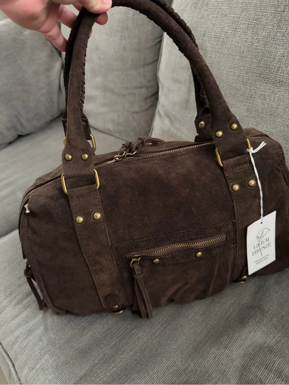 Brown Suede women’s Satchel NWT